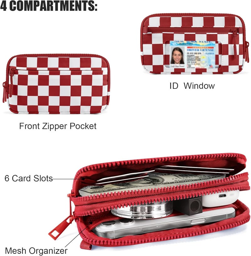 NEWROGENG Checkered WristleWallets for Women, RFID Wallet Crossbody with 4 Zippers, Credit Card Holder Cell Phone Organizer - Image 5